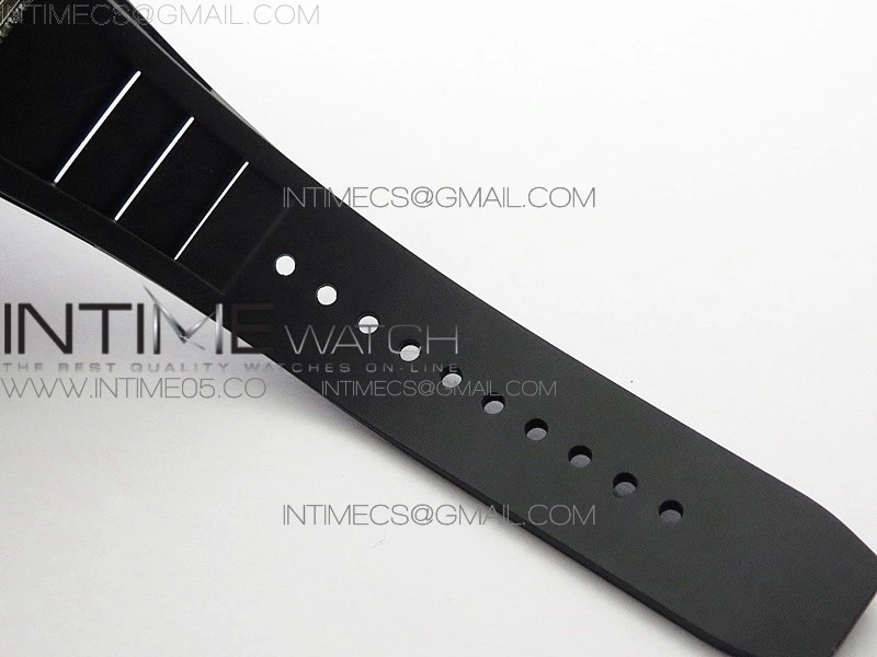 RM011 Titanium Case Diamonds Bezel Chronograph KVF 1:1 Best Edition Skeleton Dial Blue Crown on Black Rubber Strap A7750