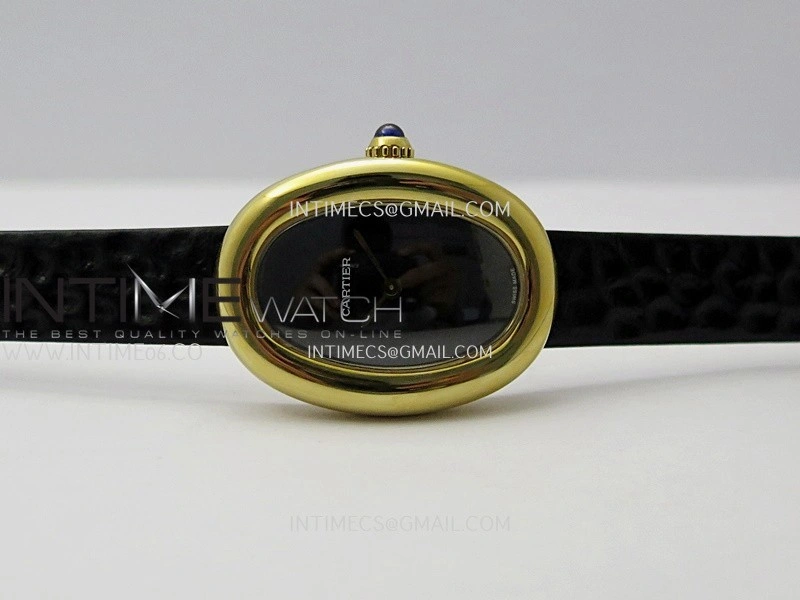 Baignoire Watch YG AF 1:1 Best Edition Black Dial On Black Leather Strap RONDA Quartz