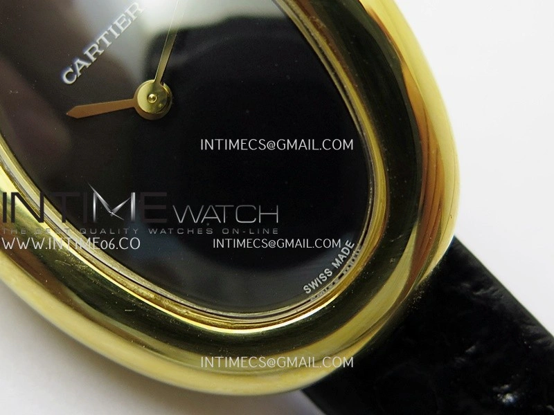 Baignoire Watch YG AF 1:1 Best Edition Black Dial On Black Leather Strap RONDA Quartz