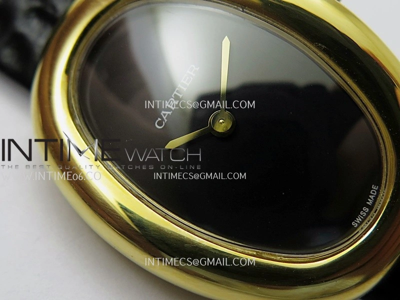 Baignoire Watch YG AF 1:1 Best Edition Black Dial On Black Leather Strap RONDA Quartz