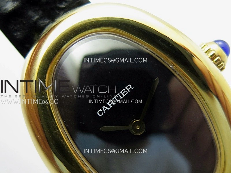 Baignoire Watch YG AF 1:1 Best Edition Black Dial On Black Leather Strap RONDA Quartz