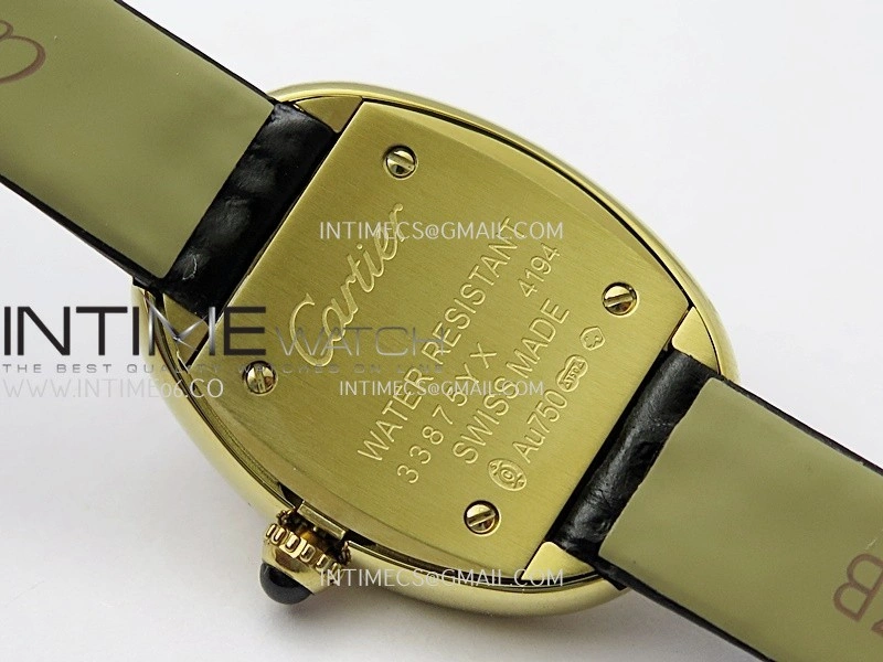 Baignoire Watch YG AF 1:1 Best Edition Black Dial On Black Leather Strap RONDA Quartz