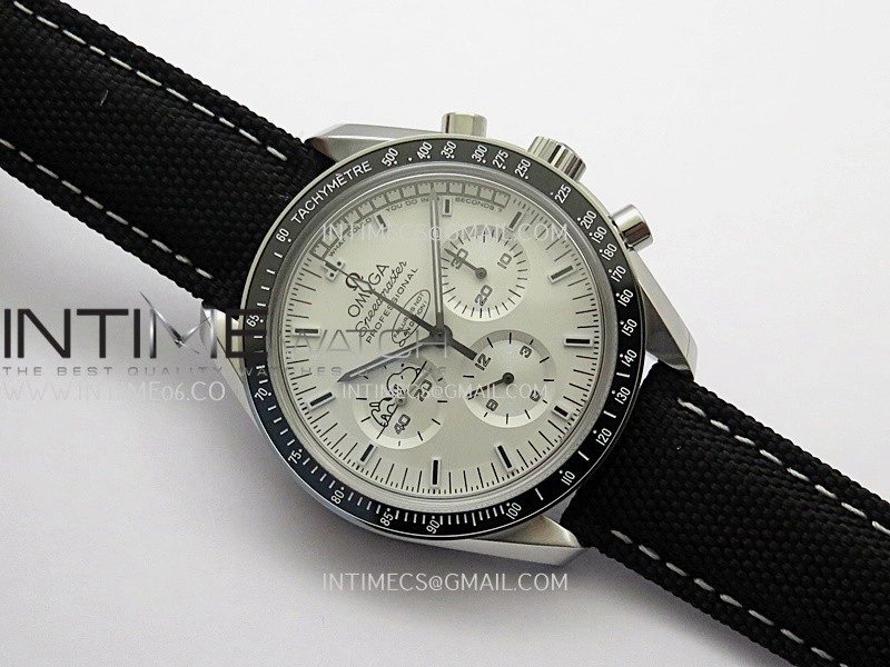 Speedmaster Professional Snoopy SS SMF 1:1 Best Edition Silver Dial Black Marker On Black Nylon Strap A3861
