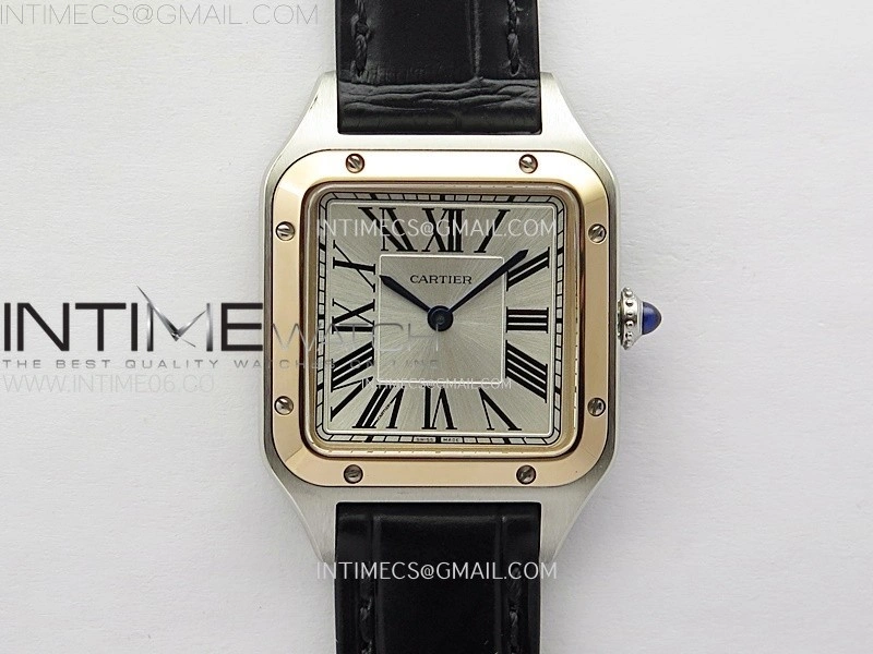 Santos Dumont 38mm SS RG F1F Best Edition Silver Dial on Black Leather Strap Quartz