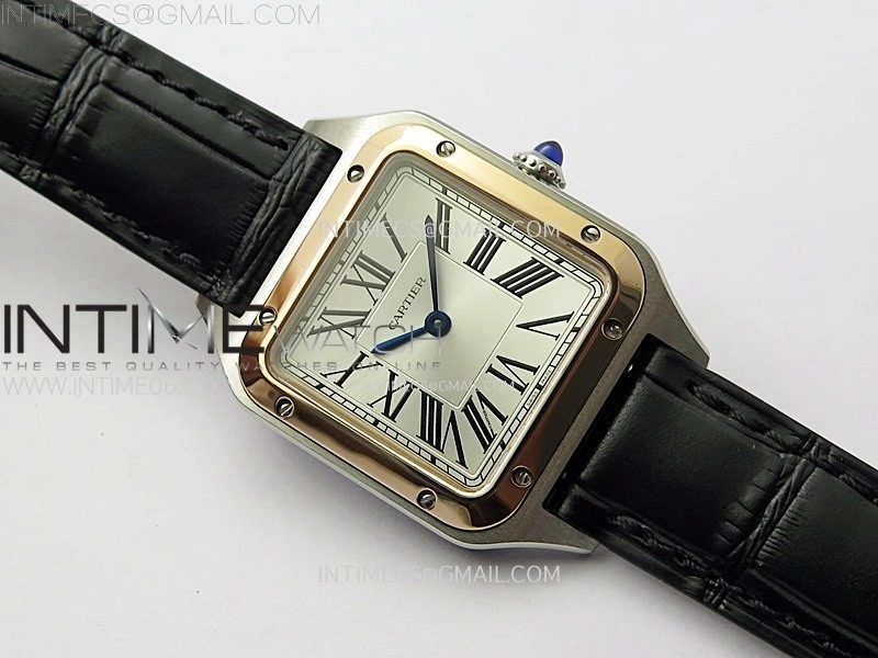 Santos Dumont 38mm SS RG F1F Best Edition Silver Dial on Black Leather Strap Quartz
