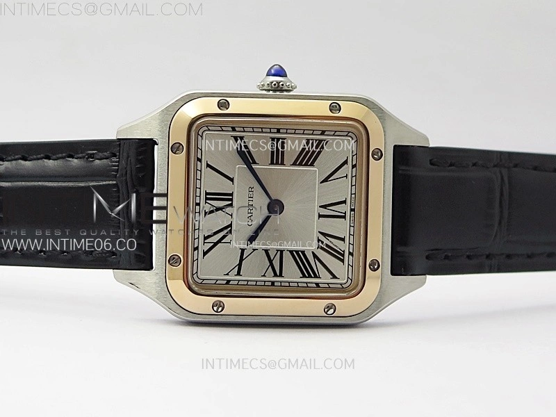 Santos Dumont 38mm SS RG F1F Best Edition Silver Dial on Black Leather Strap Quartz