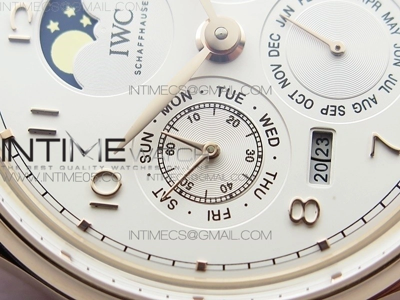 Portuguese Real PR Real Annual Calendar IW503302 RG V9F Best Edition White Dial Brown Leather Strap A52610
