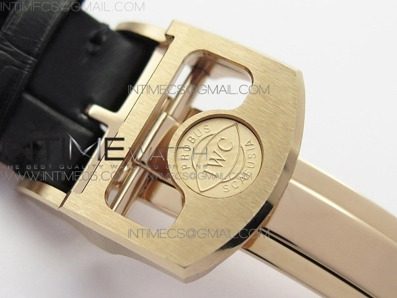 Portuguese Real PR Real Annual Calendar IW5034 RG V9F Best Edition Blue Dial On Black Leather Strap A52610