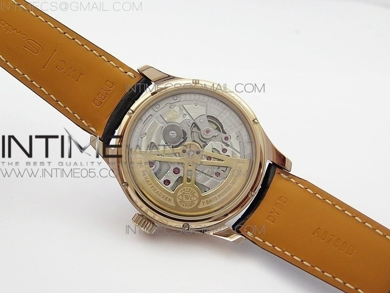 Portuguese Real PR Real Annual Calendar IW5034 RG V9F Best Edition Blue Dial On Black Leather Strap A52610