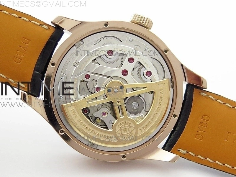 Portuguese Real PR Real Annual Calendar IW5034 RG V9F Best Edition Blue Dial On Black Leather Strap A52610
