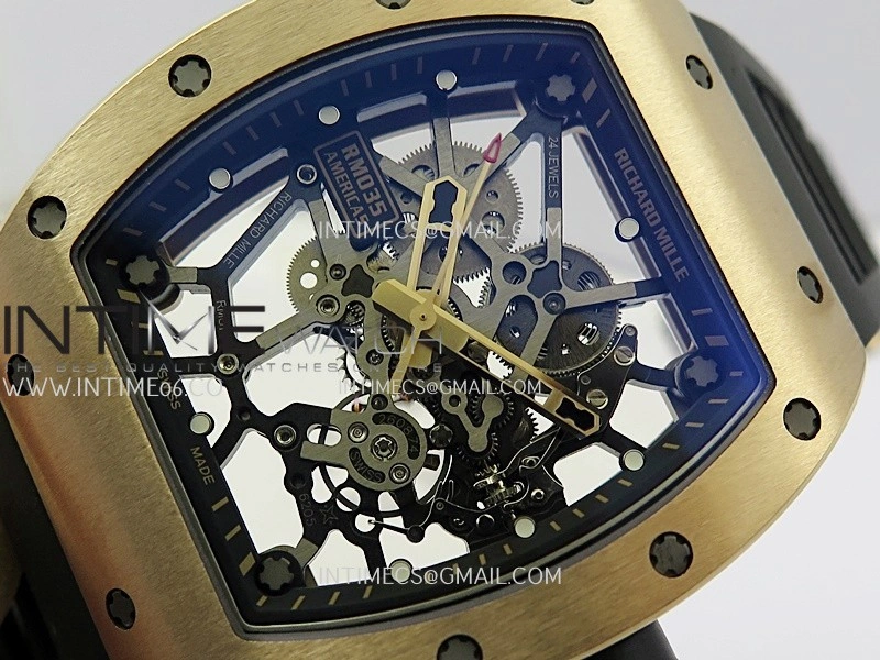 RM035 Americas Manual RG ZF 1:1 Best Edition Skeleton Dial On Black Rubber Strap Super Clone RMUL1
