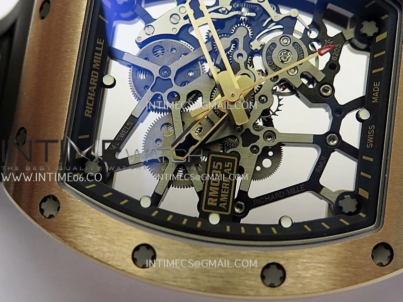 RM035 Americas Manual RG ZF 1:1 Best Edition Skeleton Dial On Black Rubber Strap Super Clone RMUL1