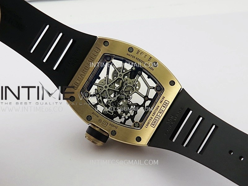 RM035 Americas Manual RG ZF 1:1 Best Edition Skeleton Dial On Black Rubber Strap Super Clone RMUL1