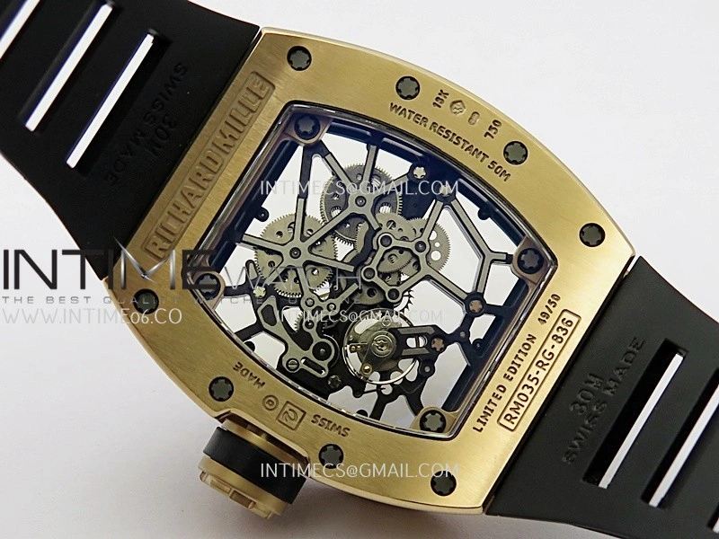 RM035 Americas Manual RG ZF 1:1 Best Edition Skeleton Dial On Black Rubber Strap Super Clone RMUL1