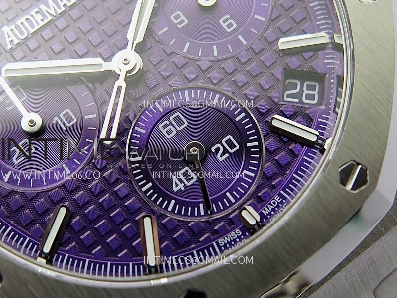 Royal Oak Chrono 26240 SS V2 APSF 1:1 Best Edition Purple Dial On SS Bracelet SA4401 Super Clone