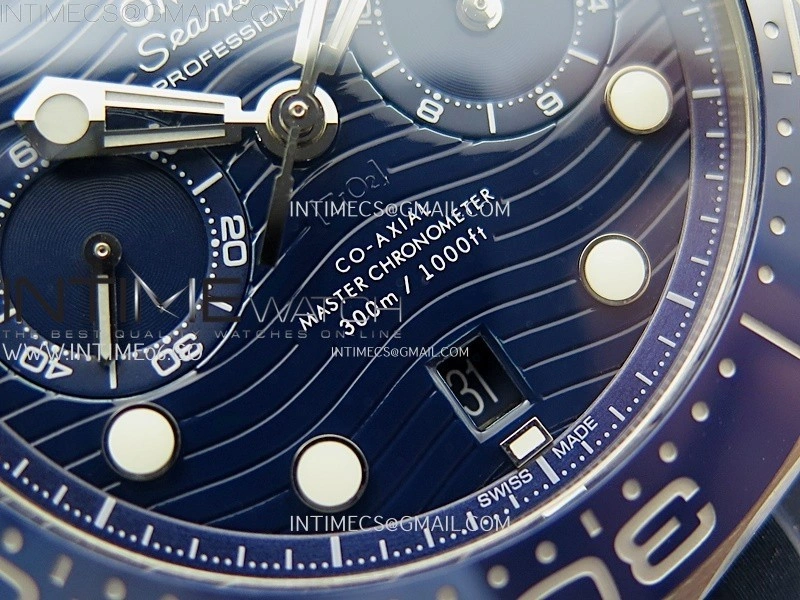 Seamaster 300M Chrono Blue Ceramic Bezel SS N1F 1:1 Best Edition Blue Dial on Blue Rubber Strap A9900