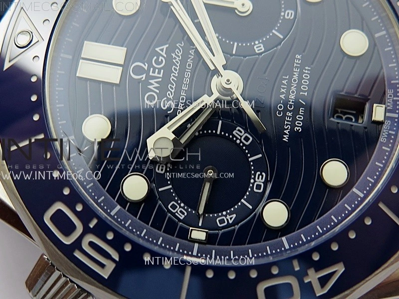 Seamaster 300M Chrono Blue Ceramic Bezel SS N1F 1:1 Best Edition Blue Dial on Blue Rubber Strap A9900