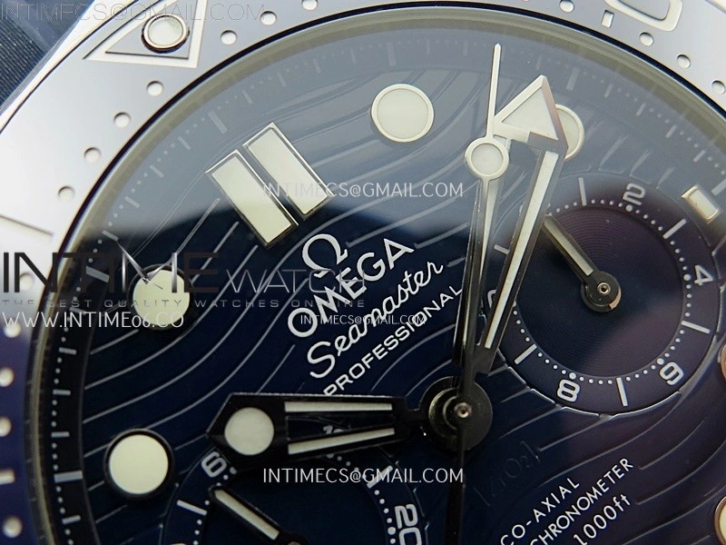 Seamaster 300M Chrono Blue Ceramic Bezel SS N1F 1:1 Best Edition Blue Dial on Blue Rubber Strap A9900