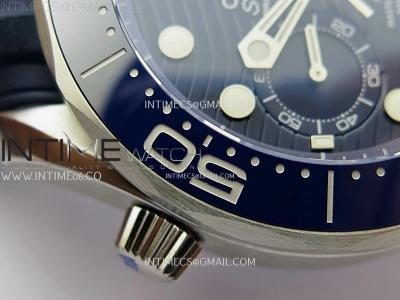Seamaster 300M Chrono Blue Ceramic Bezel SS N1F 1:1 Best Edition Blue Dial on Blue Rubber Strap A9900