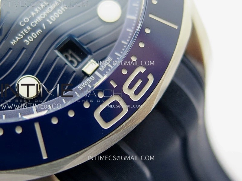 Seamaster 300M Chrono Blue Ceramic Bezel SS N1F 1:1 Best Edition Blue Dial on Blue Rubber Strap A9900