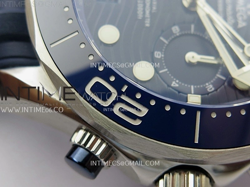 Seamaster 300M Chrono Blue Ceramic Bezel SS N1F 1:1 Best Edition Blue Dial on Blue Rubber Strap A9900