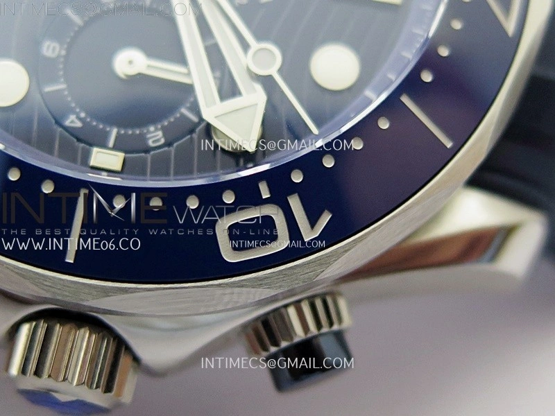 Seamaster 300M Chrono Blue Ceramic Bezel SS N1F 1:1 Best Edition Blue Dial on Blue Rubber Strap A9900