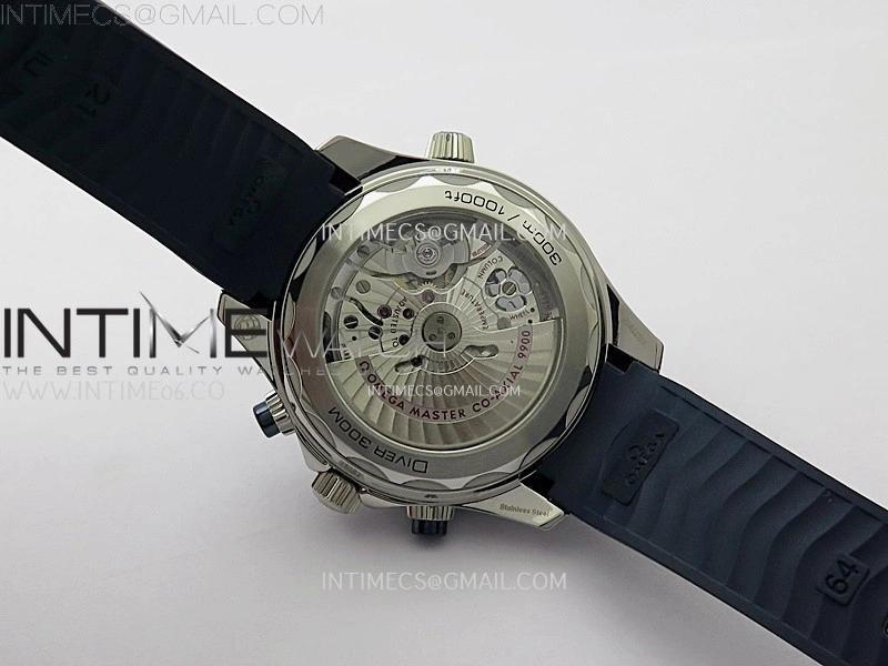 Seamaster 300M Chrono Blue Ceramic Bezel SS N1F 1:1 Best Edition Blue Dial on Blue Rubber Strap A9900