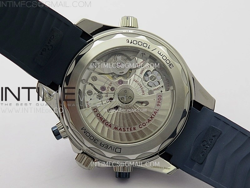 Seamaster 300M Chrono Blue Ceramic Bezel SS N1F 1:1 Best Edition Blue Dial on Blue Rubber Strap A9900