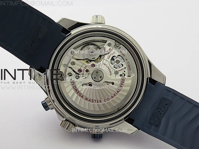 Seamaster 300M Chrono Blue Ceramic Bezel SS N1F 1:1 Best Edition Blue Dial on Blue Rubber Strap A9900