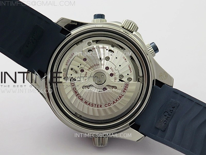 Seamaster 300M Chrono Blue Ceramic Bezel SS N1F 1:1 Best Edition Blue Dial on Blue Rubber Strap A9900