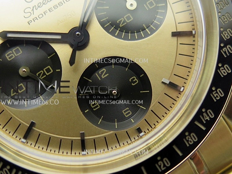 Speedmaster Professional YG N1F Best Edition Gold Dial Black Subdial On YG Bracelet Asian 3861