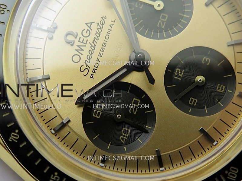 Speedmaster Professional YG N1F Best Edition Gold Dial Black Subdial On YG Bracelet Asian 3861