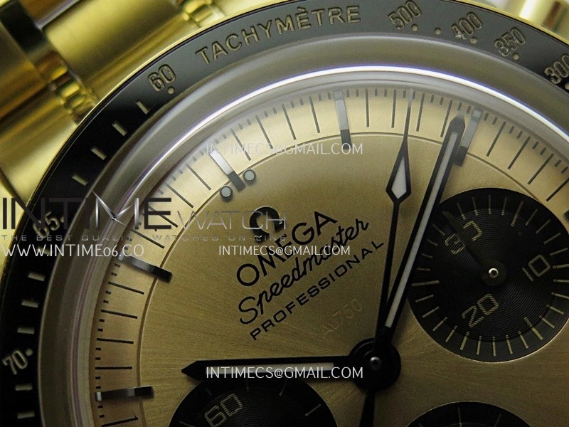 Speedmaster Professional YG N1F Best Edition Gold Dial Black Subdial On YG Bracelet Asian 3861