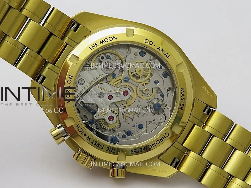 Speedmaster Professional YG N1F Best Edition Gold Dial Black Subdial On YG Bracelet Asian 3861