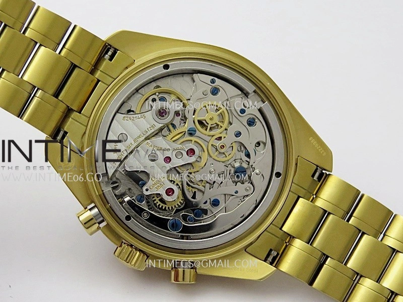 Speedmaster Professional YG N1F Best Edition Gold Dial Black Subdial On YG Bracelet Asian 3861