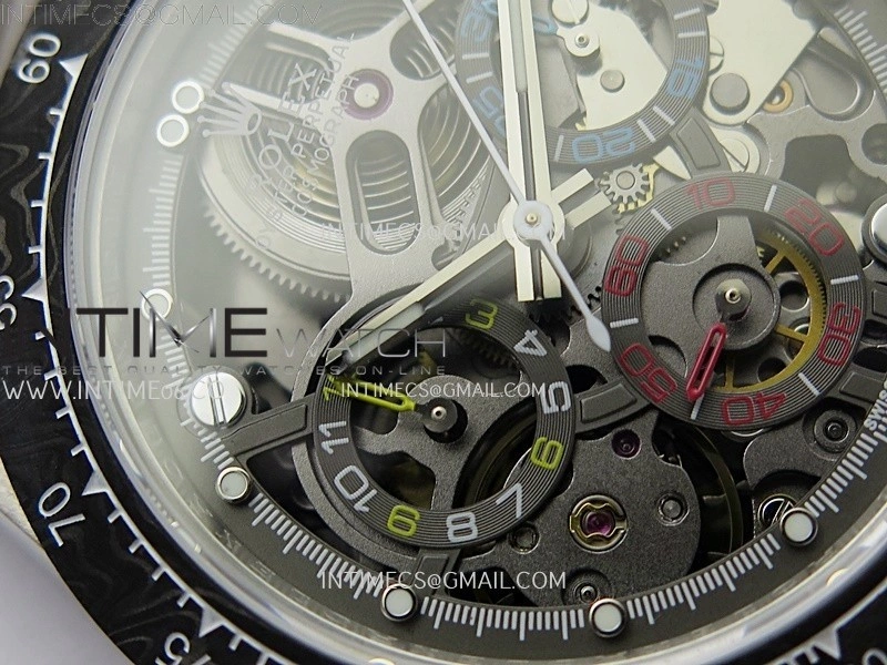 Daytona Cosmograph Carbon Bezel DIWF Best Edition Skeleton Dial on SS Oyster Bracelet SA4130