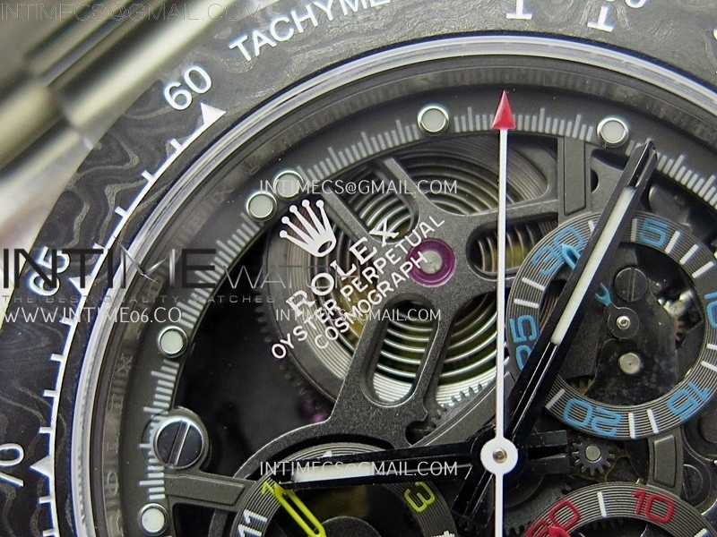 Daytona Cosmograph Carbon Bezel DIWF Best Edition Skeleton Dial on SS Oyster Bracelet SA4130