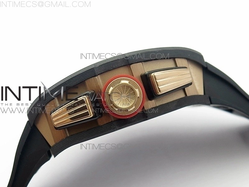 RM011 NTPT Lotus F1 Team RG Chronograph KVF 1:1 Best Edition Crystal Skeleton Dial Red on Black Rubber Strap A7750