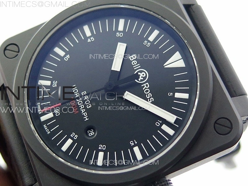 BR 03-92 Horograph Real Ceramic 1:1 Best Edition Black Dial on Black Rubber Strap MIYOTA 9015