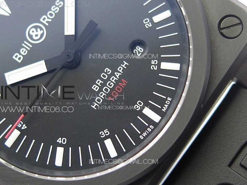 BR 03-92 Horograph Real Ceramic 1:1 Best Edition Black Dial on Black Rubber Strap MIYOTA 9015