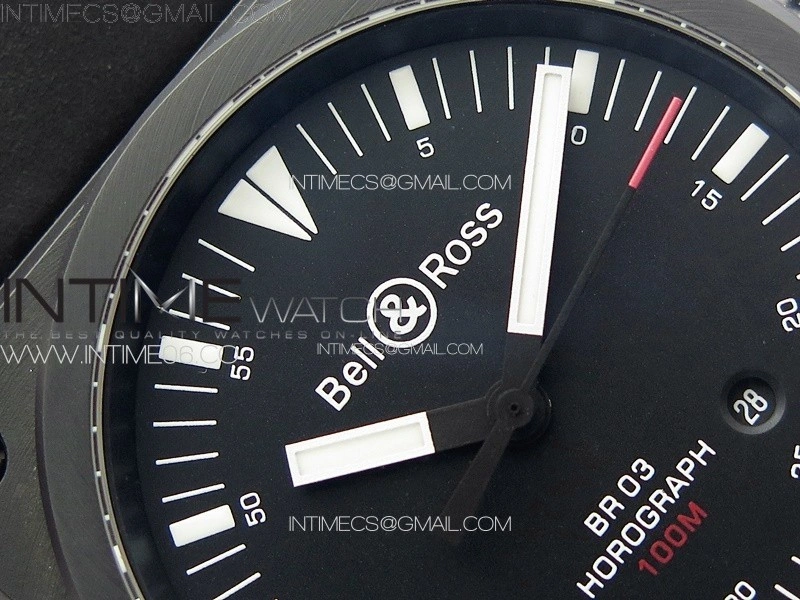 BR 03-92 Horograph Real Ceramic 1:1 Best Edition Black Dial on Black Rubber Strap MIYOTA 9015