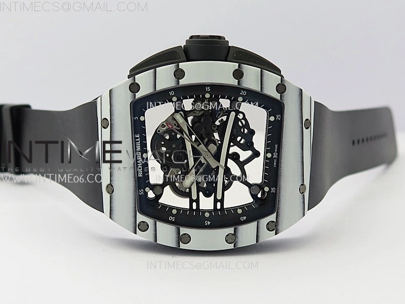 RM 61-01 Yohan Blake White NTPT ZF 1:1 Best Edition on Black Rubber Strap RMUL2 Super Clone