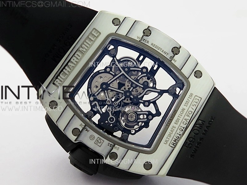 RM 61-01 Yohan Blake White NTPT ZF 1:1 Best Edition on Black Rubber Strap RMUL2 Super Clone