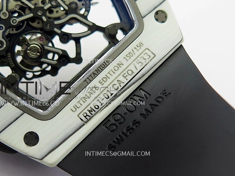 RM 61-01 Yohan Blake White NTPT ZF 1:1 Best Edition on Black Rubber Strap RMUL2 Super Clone
