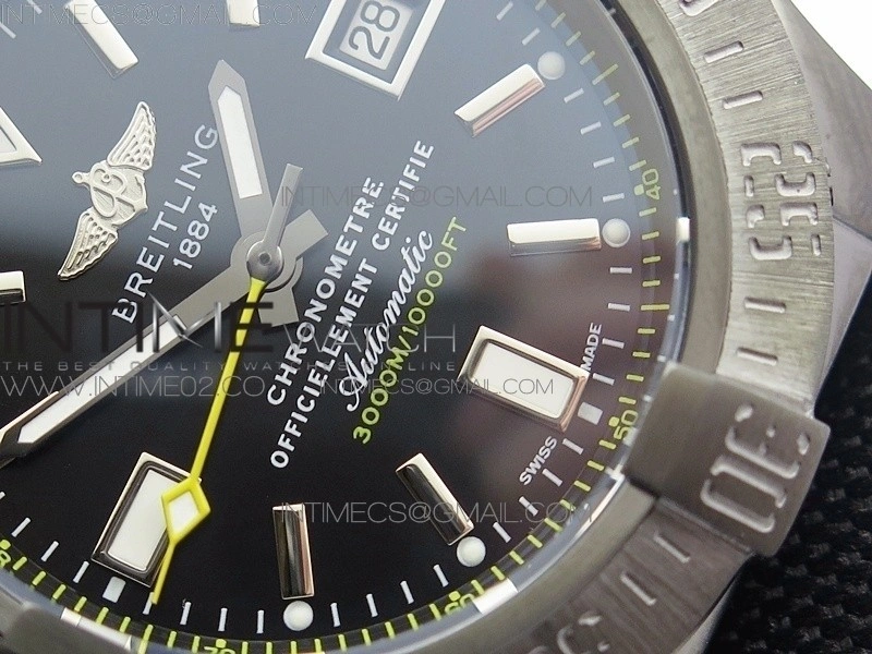 Avenger II Seawolf DLC V2 Best Black Dial Stick Markers Yellow Second Hand on Black Strap A2836