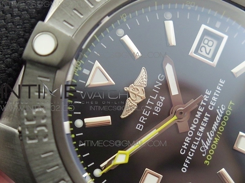 Avenger II Seawolf DLC V2 Best Black Dial Stick Markers Yellow Second Hand on Black Strap A2836