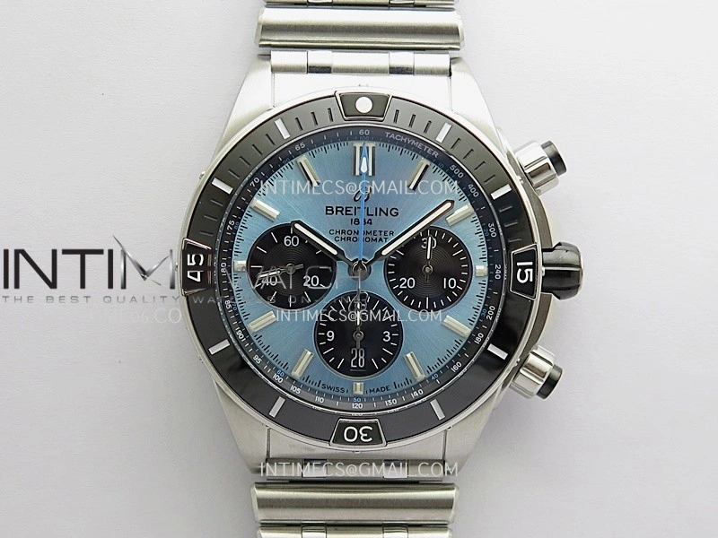 Chronomat B01 44mm SS TF 1:1 Best Edition Ice Blue Dial On SS Bracelet A7750 To Cal.01