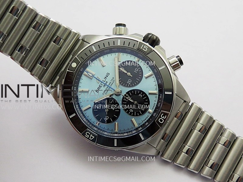 Chronomat B01 44mm SS TF 1:1 Best Edition Ice Blue Dial On SS Bracelet A7750 To Cal.01