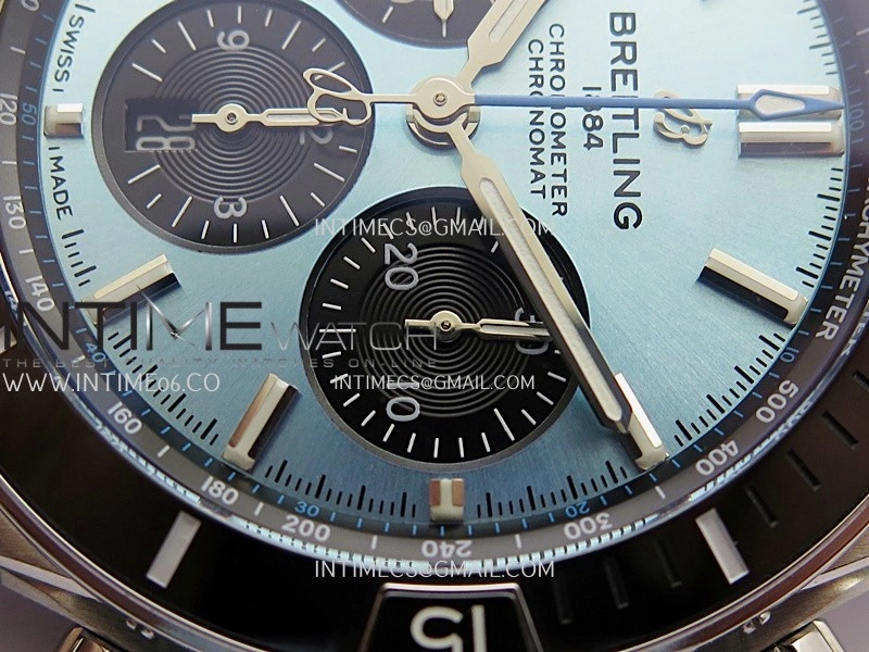 Chronomat B01 44mm SS TF 1:1 Best Edition Ice Blue Dial On SS Bracelet A7750 To Cal.01