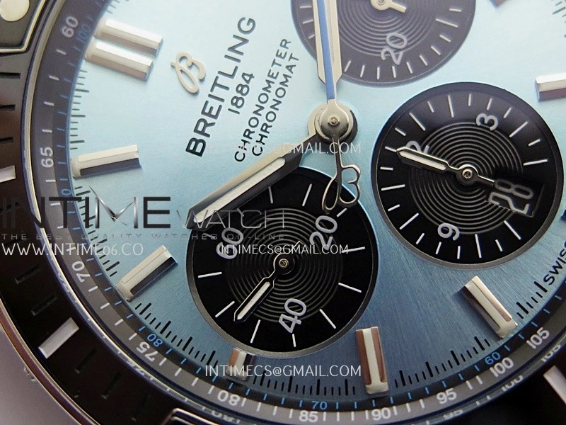 Chronomat B01 44mm SS TF 1:1 Best Edition Ice Blue Dial On SS Bracelet A7750 To Cal.01